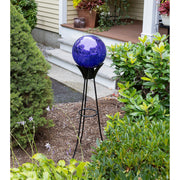 ACHLA Gazing Globe Stand 34in Spiked | Wrought Iron Black Powder Coat | Garden, Patio & Yard Decor | 34 x 13 x 13 in | Model GBS-08