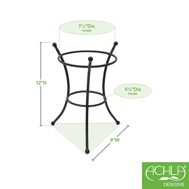 ACHLA 8in Ball Stand | Wrought Iron Black Powder Coat | Garden Pedestal & Birdbath Base | 9 x 9 x 11.25 in | Model GBS-20