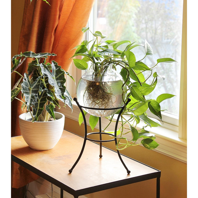 ACHLA 8in Ball Stand | Wrought Iron Black Powder Coat | Garden Pedestal & Birdbath Base | 9 x 9 x 11.25 in | Model GBS-20