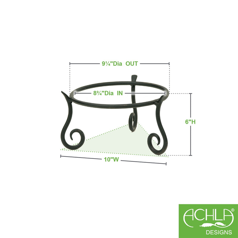 ACHLA Short Stand GBS-22 | Wrought Iron Black Powder Coat | Indoor & Outdoor Plant Stand | 9.5 x 9.5 x 5 in | Model GBS-22