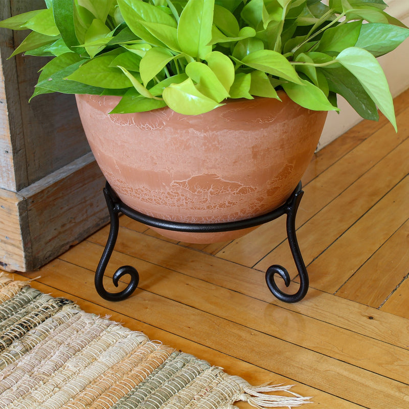 ACHLA Short Stand GBS-22 | Wrought Iron Black Powder Coat | Indoor & Outdoor Plant Stand | 9.5 x 9.5 x 5 in | Model GBS-22