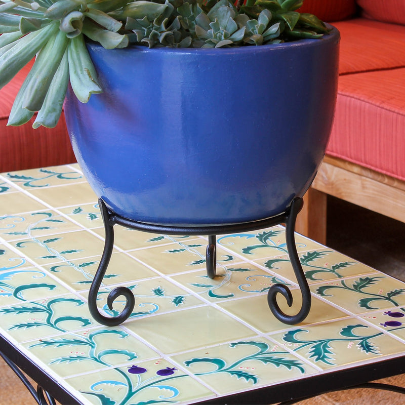 ACHLA Short Stand GBS-22 | Wrought Iron Black Powder Coat | Indoor & Outdoor Plant Stand | 9.5 x 9.5 x 5 in | Model GBS-22