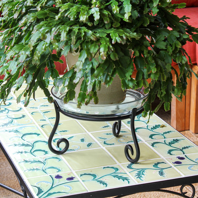 ACHLA Short Stand GBS-22 | Wrought Iron Black Powder Coat | Indoor & Outdoor Plant Stand | 9.5 x 9.5 x 5 in | Model GBS-22