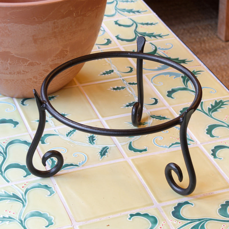 ACHLA Short Stand GBS-22 | Wrought Iron Black Powder Coat | Indoor & Outdoor Plant Stand | 9.5 x 9.5 x 5 in | Model GBS-22