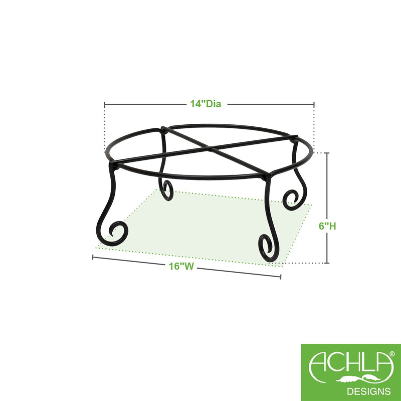 ACHLA Piazza 17in Plant Stand | Black Wrought Iron | Indoor & Outdoor Patio Decor | 17 x 17 x 6 in | Model GBS-24