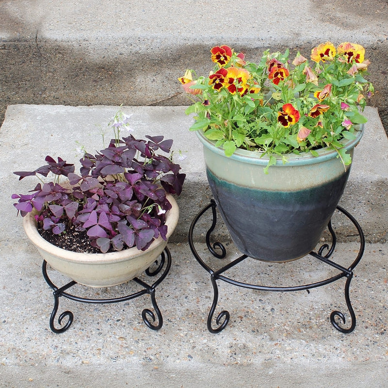 ACHLA Piazza 17in Plant Stand | Black Wrought Iron | Indoor & Outdoor Patio Decor | 17 x 17 x 6 in | Model GBS-24