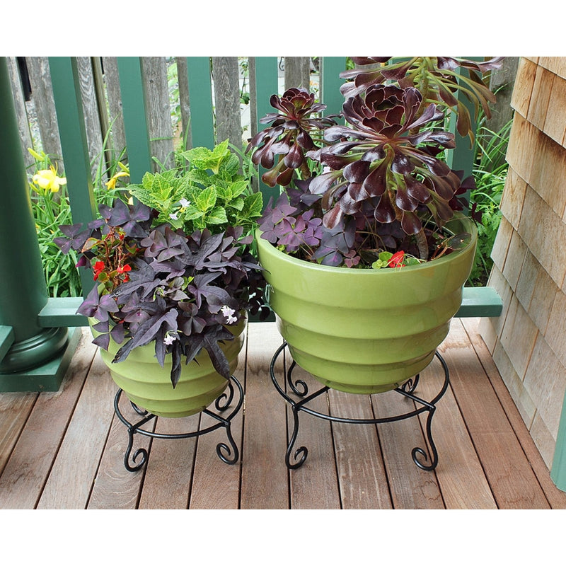 ACHLA Piazza 17in Plant Stand | Black Wrought Iron | Indoor & Outdoor Patio Decor | 17 x 17 x 6 in | Model GBS-24