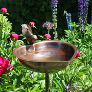 ACHLA Heart Shaped Birdbath with Stand | Antique Copper Plated Stainless Steel | Garden & Patio Water Feature | 9 x 9 x 39.5 in | Model HBB-01-S