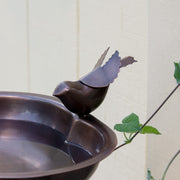 ACHLA Heart Shaped Birdbath with Wall Mount Bracket | Antique Copper Stainless Steel & Wrought Iron | Small Garden & Urban Patio | Model HBB-01-WM