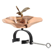 ACHLA Hummingbird Birdbath Over Railing Bracket | Polished Brass and Black Wrought Iron | Deck, Balcony & Porch Garden Decor | Model HBBB-01-OR2