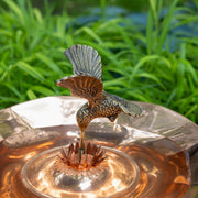 ACHLA Hummingbird Birdbath Tripod Stand | Polished Brass & Copper Flower-Shaped Bowl on Black Wrought Iron Base | Garden & Patio | Model HBBB-01-TR2