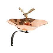 ACHLA Hummingbird Birdbath with Wall Mount Bracket | Polished Copper and Brass Outdoor Garden Decor | Patio & Small Garden | Model HBBB-01-WM