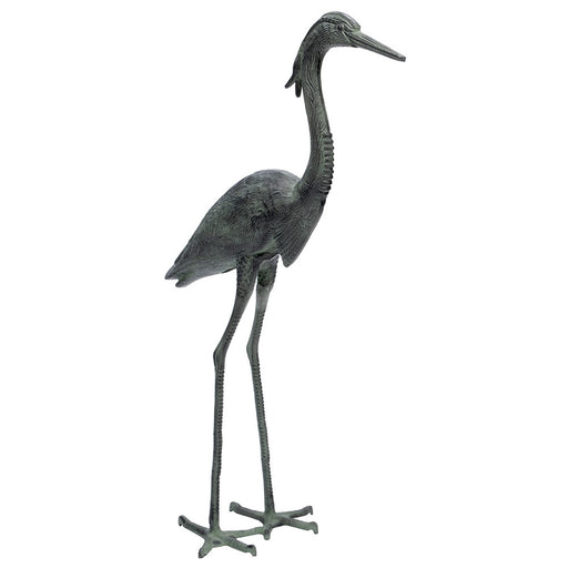 ACHLA Great Blue Heron 43in Tall Cast Aluminum Garden Sculpture | Blue/Grey Verdi Finish | Outdoor Patio & Lawn Decor | Model HSB-02