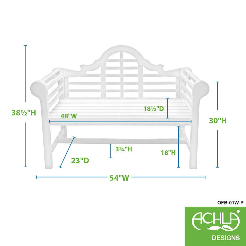 ACHLA Lutyens 4' Bench, White