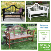 ACHLA Lutyens 4' Bench, White