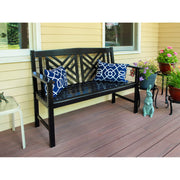 ACHLA Fretwork 4ft Bench | Black Eucalyptus Wood with Lattice Back | Garden, Patio & Indoor Seating | Model OFB-10B-P
