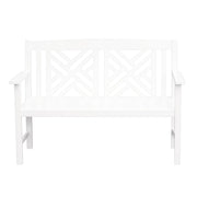 ACHLA Fretwork 48in Bench | White Painted Eucalyptus Wood | Garden Path & Patio Seating | 48 x 20 x 35 in, 16.75 in Seat Height | Model OFB-10W-P