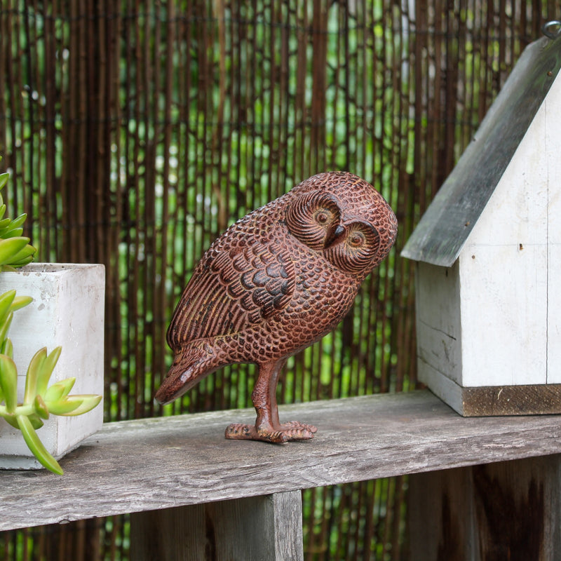 ACHLA Owl OWL-01 | Rustic Bronze Cast Aluminum Garden Ornament | Desk, Shelf & Garden Accent | 4 x 3.5 x 6.75 in | Model OWL-01