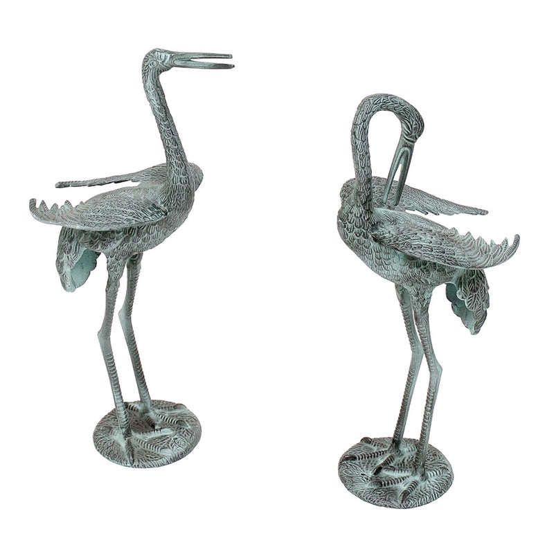 ACHLA Preening Crane | Verdigris Cast Aluminum Garden Sculpture | Patio & Lawn Ornament | 20-23in H | Model PC-01
