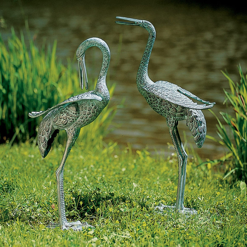ACHLA Preening Crane | Verdigris Cast Aluminum Garden Sculpture | Patio & Lawn Ornament | 20-23in H | Model PC-01