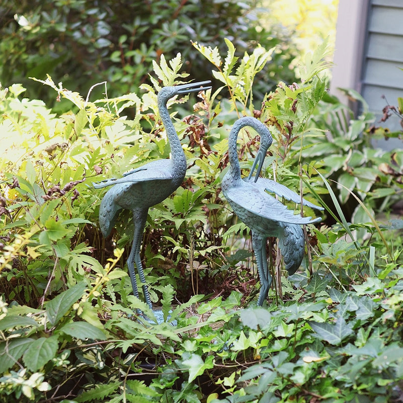ACHLA Preening Crane | Verdigris Cast Aluminum Garden Sculpture | Patio & Lawn Ornament | 20-23in H | Model PC-01