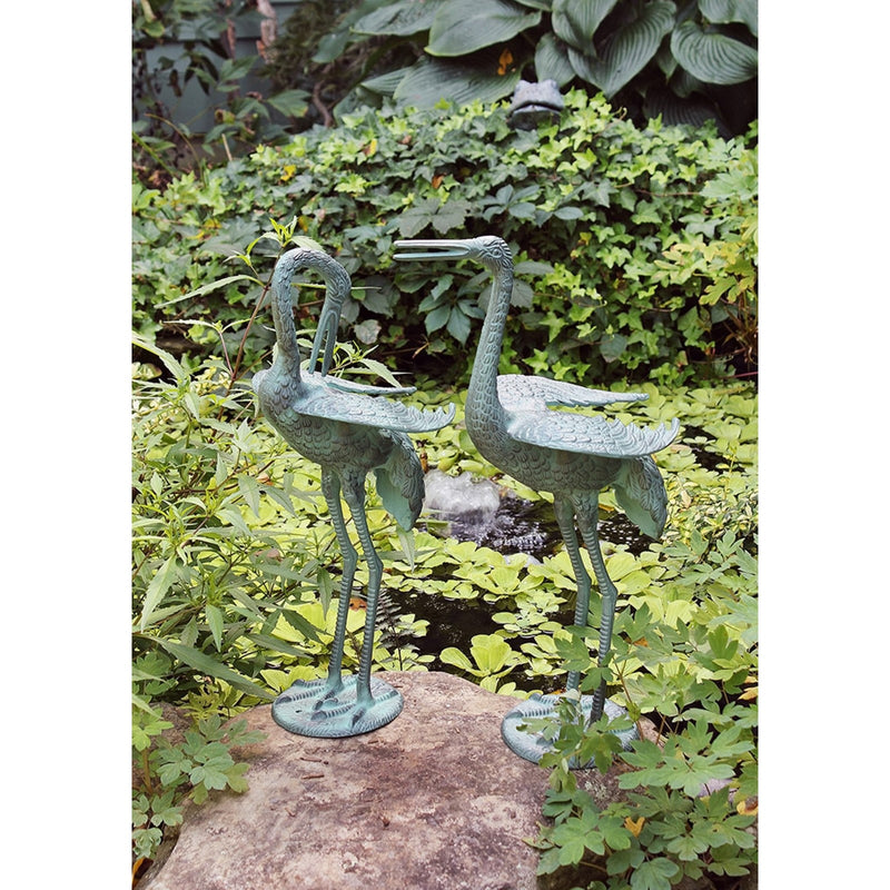 ACHLA Preening Crane | Verdigris Cast Aluminum Garden Sculpture | Patio & Lawn Ornament | 20-23in H | Model PC-01