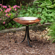 ACHLA Polished Copper Birdbath Tripod Stand | Hammered Copper Bowl on Black Wrought Iron | Garden Patio & Deck Accent | Model PCB-01-TR2