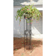 ACHLA Square-On-Squares Pylon 60in Garden Trellis | Graphite Wrought Iron Planter | Entryway & Walkway Accent | 24in Basket, 12in Sides | Model PYL-25