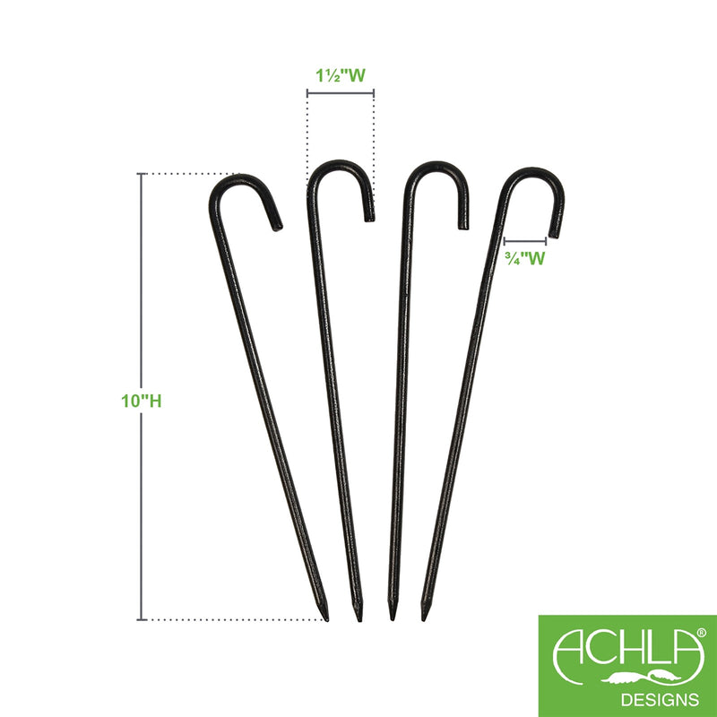 ACHLA Multi Purpose Anchoring Pins 10in | Wrought Iron Black Powder Coated | Yard & Garden Stakes | 10 in H | Model PYP-01