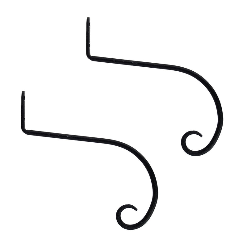 ACHLA 10in Downturned Hanger 2-Pack | Wrought Iron Black Powdercoat | Outdoor Hanging Hook for Bird Feeders & Planters | Model SB-02-2