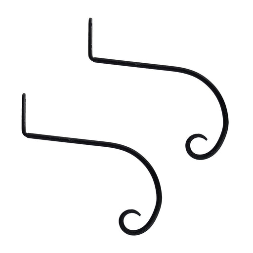 ACHLA 10in Downturned Hanger 2-Pack | Wrought Iron Black Powdercoat | Outdoor Hanging Hook for Bird Feeders & Planters | Model SB-02-2