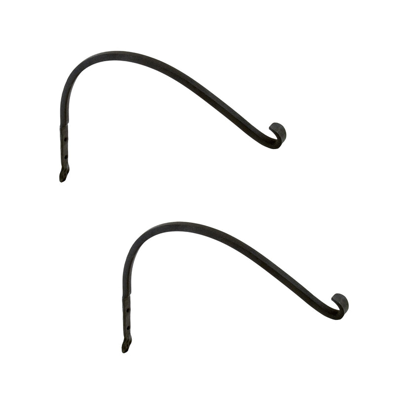 ACHLA Arc Bracket 2-Pack | Black Powdercoat Wrought Iron | Outdoor Planter & Flower Basket Hook | 6 x 7 x 0.5 in | Model SCH-02-2