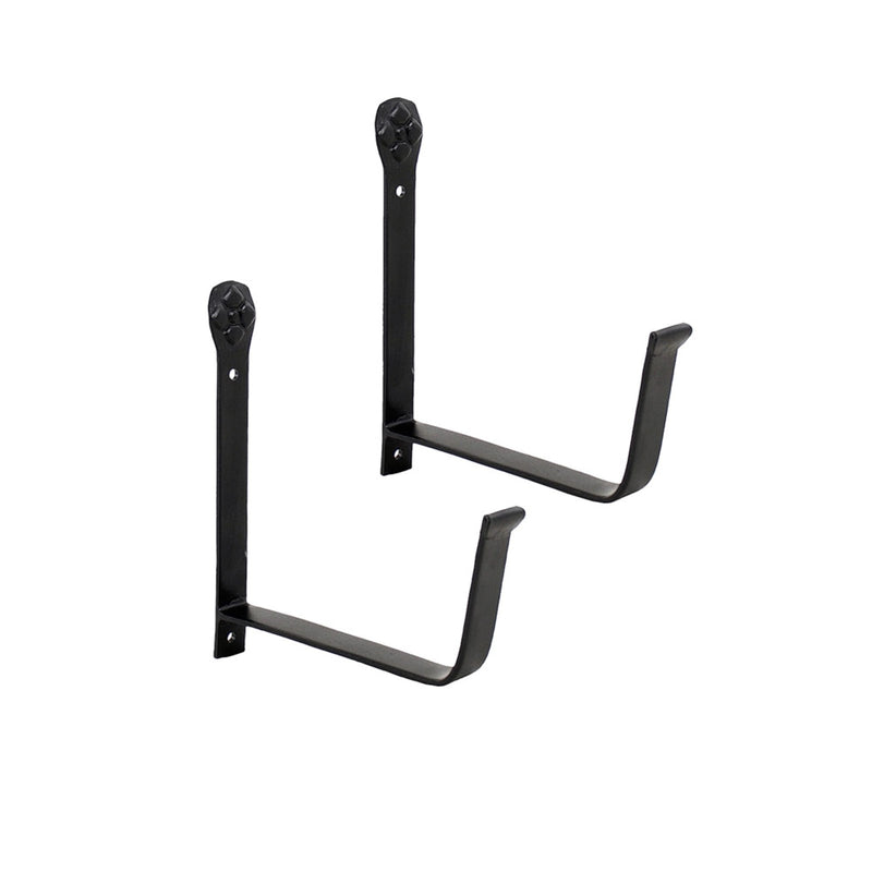 ACHLA Flowerbox Brackets 6in Pair | Black Wrought Iron | Window Box & Planter Support | 1 x 6 x 3.5-8 in | Model SFB-01