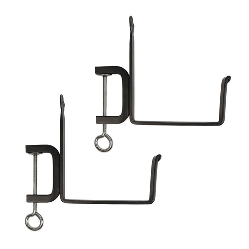 ACHLA Clamp-On 6in Flower Box Bracket | Black Powdercoat Wrought Iron | Deck Railing & Window Box Planter Support | 9 x 1 x 9 in | Model SFB-01C