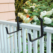 ACHLA Clamp-On 6in Flower Box Bracket | Black Powdercoat Wrought Iron | Deck Railing & Window Box Planter Support | 9 x 1 x 9 in | Model SFB-01C