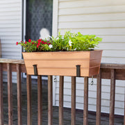 ACHLA SFB-02C 8in Clamp-On Flower Box Brackets | Wrought Iron Black Powder Coated | Window Box & Railing Planter Support | Model SFB-02C