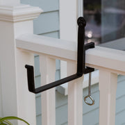 ACHLA SFB-02C 8in Clamp-On Flower Box Brackets | Wrought Iron Black Powder Coated | Window Box & Railing Planter Support | Model SFB-02C