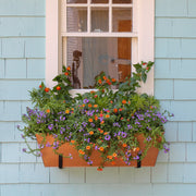 ACHLA Flower Box Brackets 10in Wrought Iron Pair | Rustic Black Metal | Outdoor Window & Railing Planter Support | 10 x 6 x 1.25 in | Model SFB-03