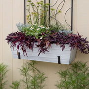 ACHLA Flower Box Brackets 10in Wrought Iron Pair | Rustic Black Metal | Outdoor Window & Railing Planter Support | 10 x 6 x 1.25 in | Model SFB-03