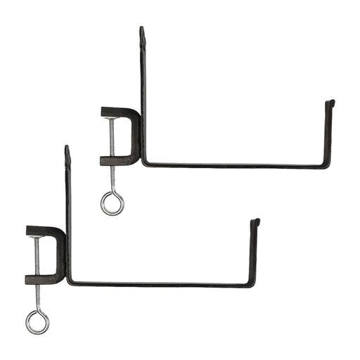ACHLA Clamp-On Flower Box Brackets 10in | Black Wrought Iron | Outdoor Window Box & Railing Planters | 10 x 5 x 1.25 in | Model SFB-03C