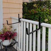 ACHLA Clamp-On Flower Box Brackets 10in | Black Wrought Iron | Outdoor Window Box & Railing Planters | 10 x 5 x 1.25 in | Model SFB-03C