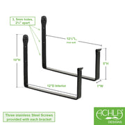 ACHLA Flower Box Brackets 12in | Wrought Iron Black | Outdoor Window Planter Support | 12 x 10 x 1.25 in | Model SFB-04