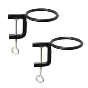 ACHLA 4in Clamp-On Flower Pot Ring 2-Pack | Wrought Iron Black Powdercoat | Porch, Balcony & Deck Railing Planter | 4 x 4 x 2 in | Model SFR-04C-2