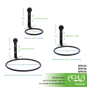 ACHLA 6in Flower Pot Ring 2-Pack | Black Powdercoat Wrought Iron | Outdoor Wall-Mounted Plant Bracket for Porch & Balcony | Model SFR-06-2