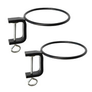 ACHLA 6in Clamp-On Flower Pot Ring 2-Pack | Wrought Iron Black Powdercoat | Porch, Balcony & Deck Railing Planter | 6 x 6 x 2 in | Model SFR-06C-2