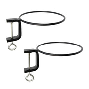 ACHLA 8in Clamp-On Flower Pot Ring 2-Pack | Black Powdercoat Wrought Iron | Porch, Balcony & Deck Railing Plant Bracket | Model SFR-08C-2