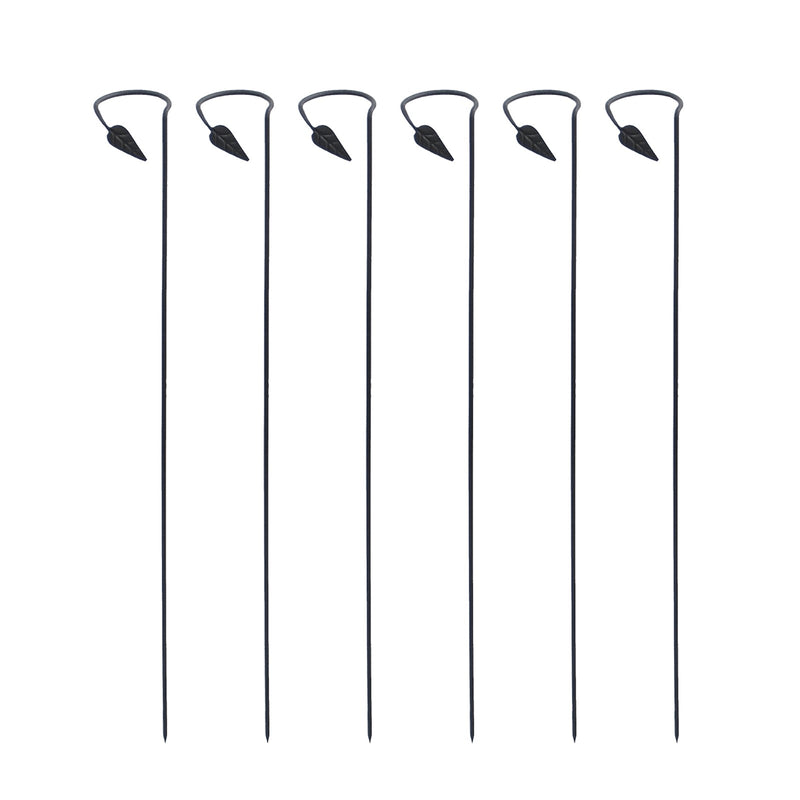 ACHLA Plant Stake 6-Pack | Black Powdercoat Wrought Iron | Garden & Indoor Plant Support | 4in Loop x 40in H | Model SFT-04-6