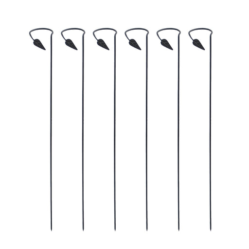 ACHLA Plant Stake 6-Pack | Black Powdercoat Wrought Iron | Garden & Indoor Plant Support | 4in Loop x 40in H | Model SFT-04-6