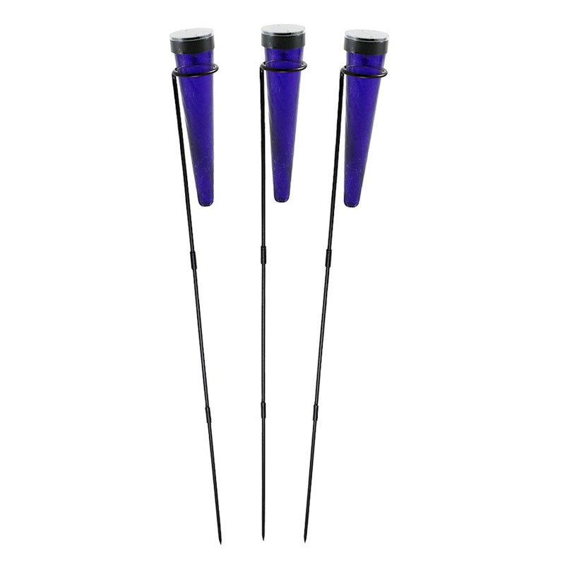 ACHLA Solar Sparkle Cone, Stake, Set of 3, Dark Blue/Black