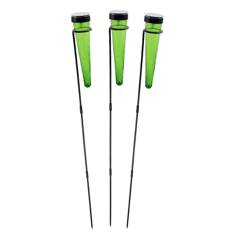 ACHLA Solar Sparkle Cone, Stake, Set of 3, Dark Green/Black